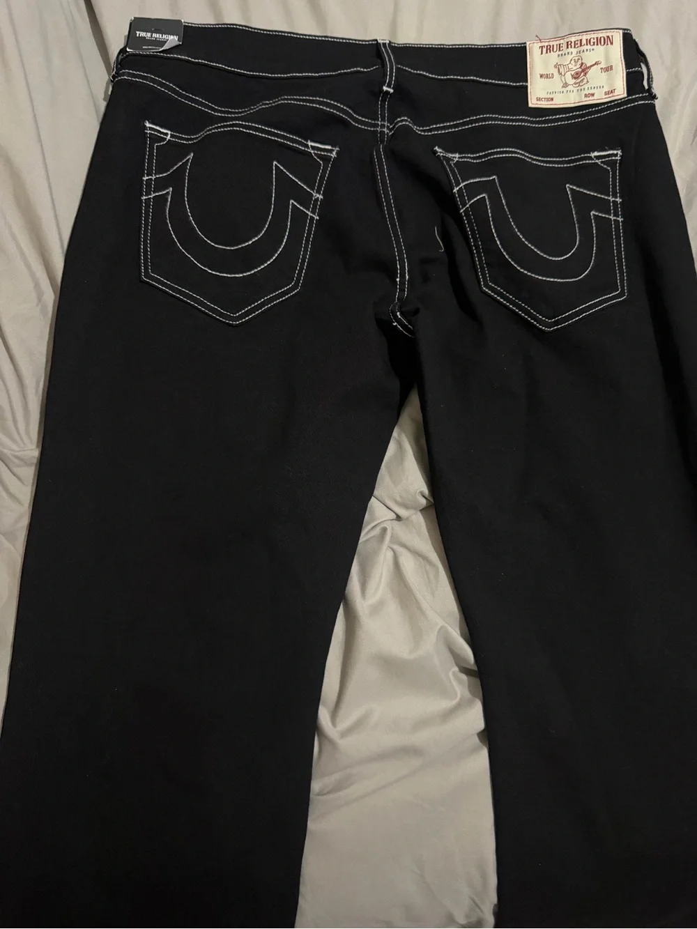 Men's True Religion Black Jeans with Contrast Stitching 36x32